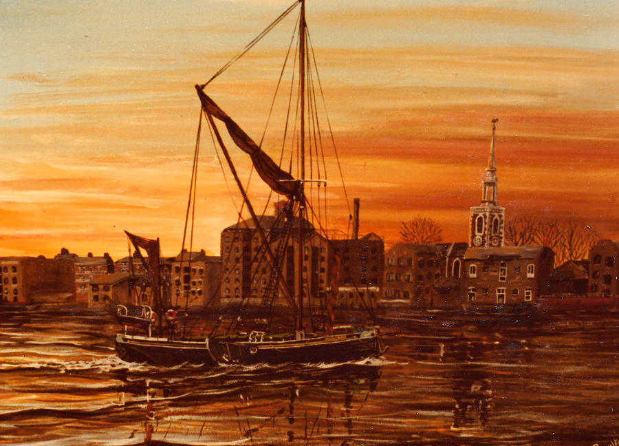 Sunrise over St Marys Church Rotherhithe London Painting by Mackenzie Moulton