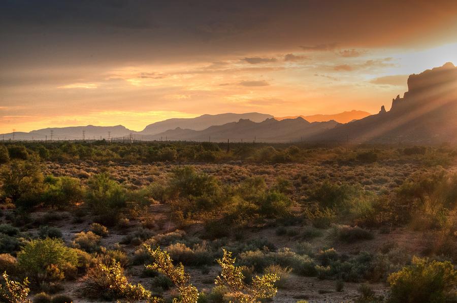 Sunrise over Superstition Mountain Photograph by Tam Ryan