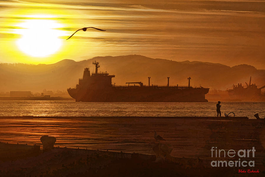 Sunrise Over Tanker Photograph by Blake Richards