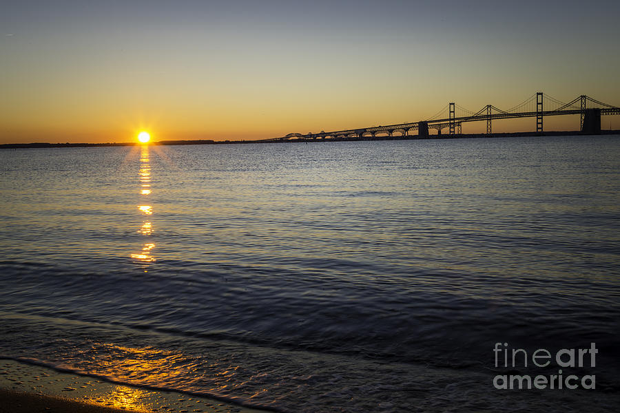 Chesapeake Bay Photograph - Sunrise Over the Chesapeake Bay Bridge Horizontal by Brycia James