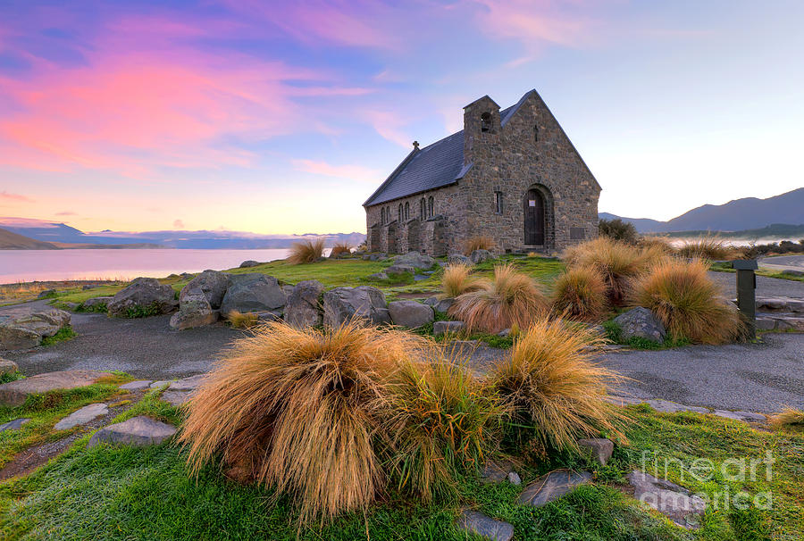 Sunrise over the Church of the Good Sheperd Photograph by Bill  Robinson