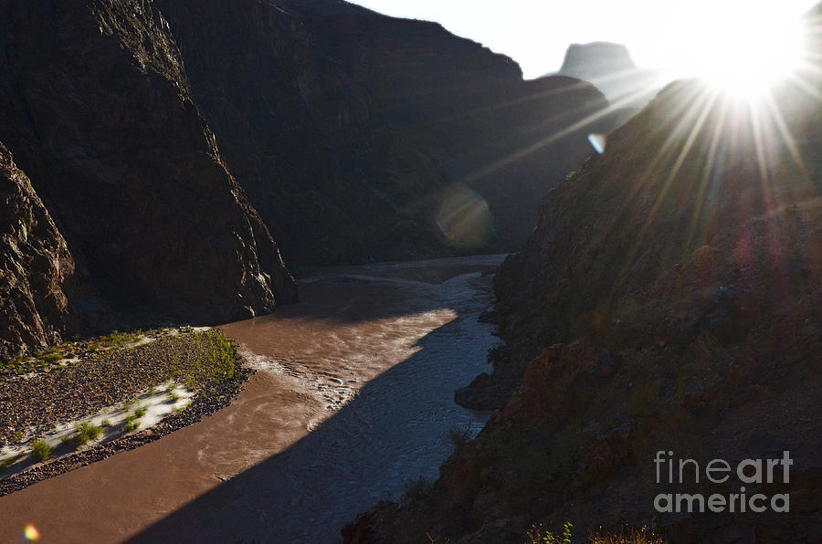 Sunrise over the Colorado River along Bright Angel Trail Grand Canyon National Park Diffuse Glow Digital Art by Shawn OBrien