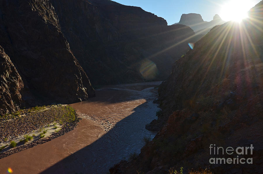 Sunrise over the Colorado River along Bright Angel Trail Grand Canyon National Park Photograph by Shawn OBrien