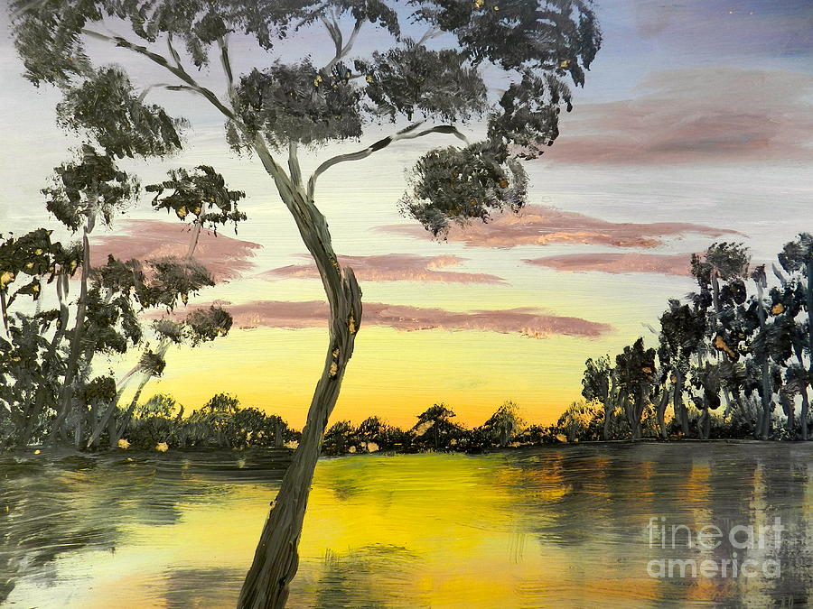 Sunrise Over The Murray River At Lowson South Australia Painting
