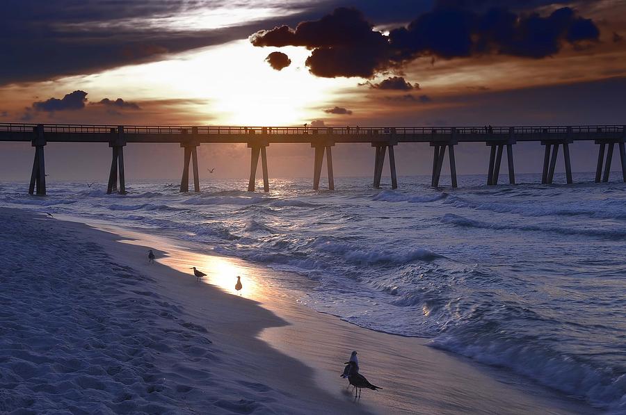 Sunrise Over the Pier Photograph by Renee Hardison