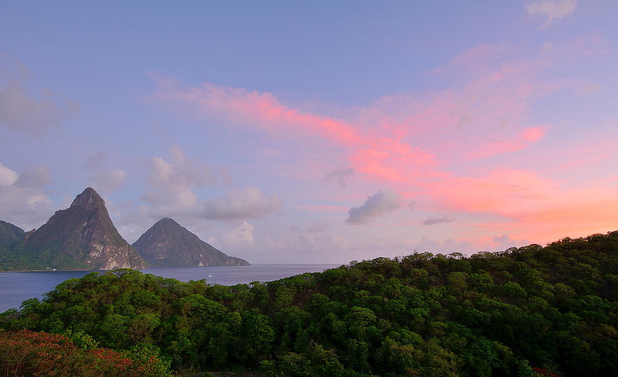Sunrise Over the Pitons - St. Lucia Photograph by Brendan Reals