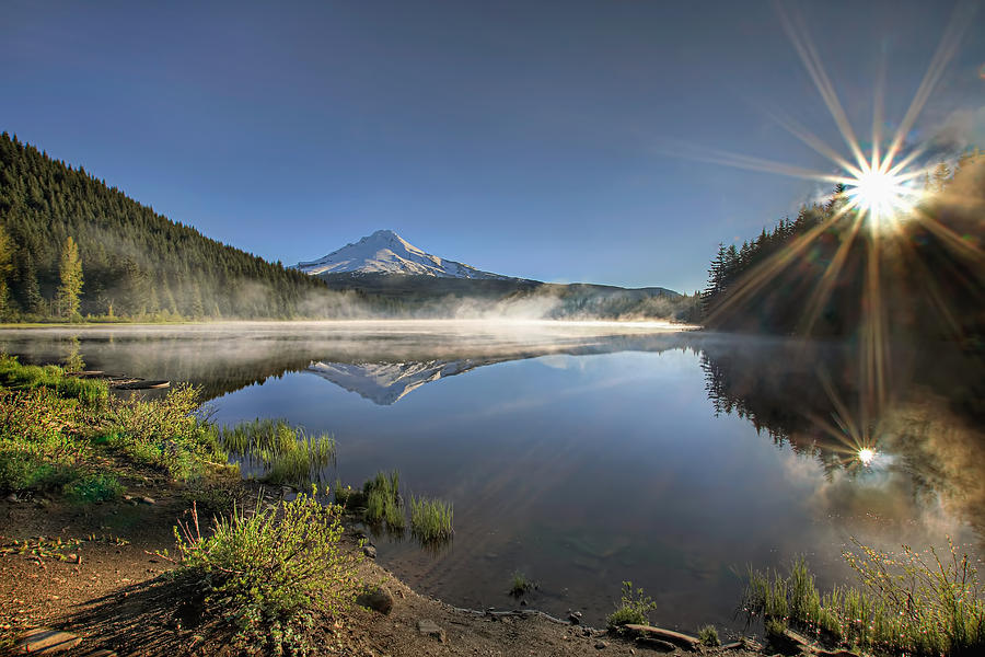 Sunrise over Trillium Lake Photograph by David Gn - Fine Art America