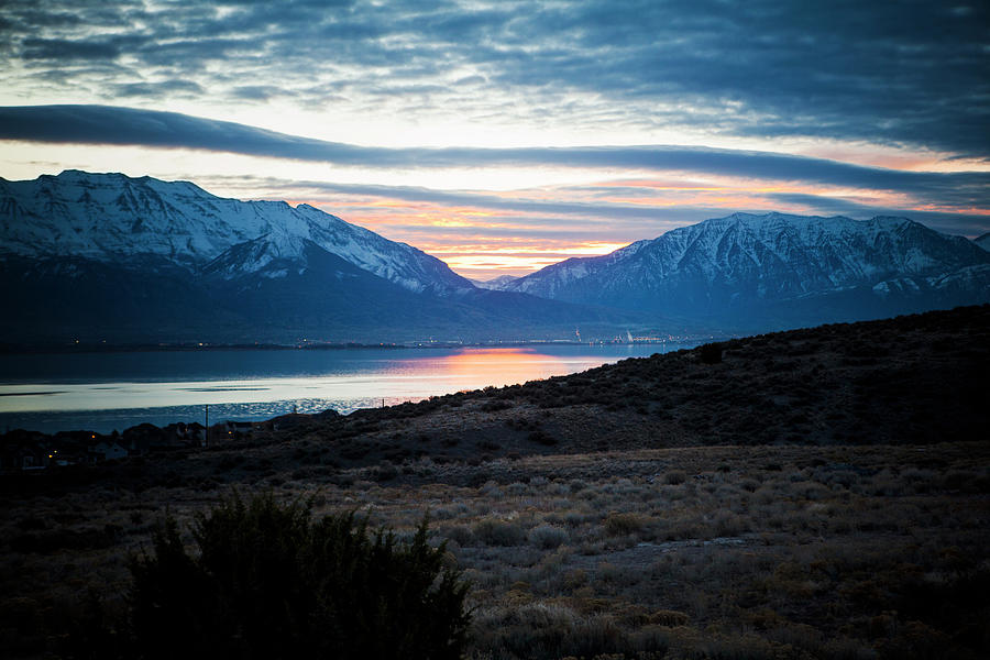 Sunrise Over Utah Lake Photograph by Renphoto