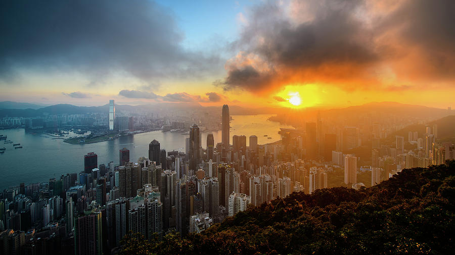Sunrise Over Victoria Harbour, Hong Kong Photograph by William C. Y. Chu