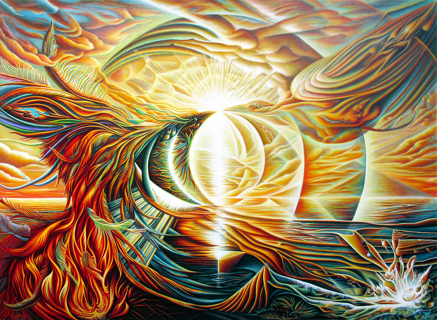 Sunrise Phoenix Painting by Nad Wolinska