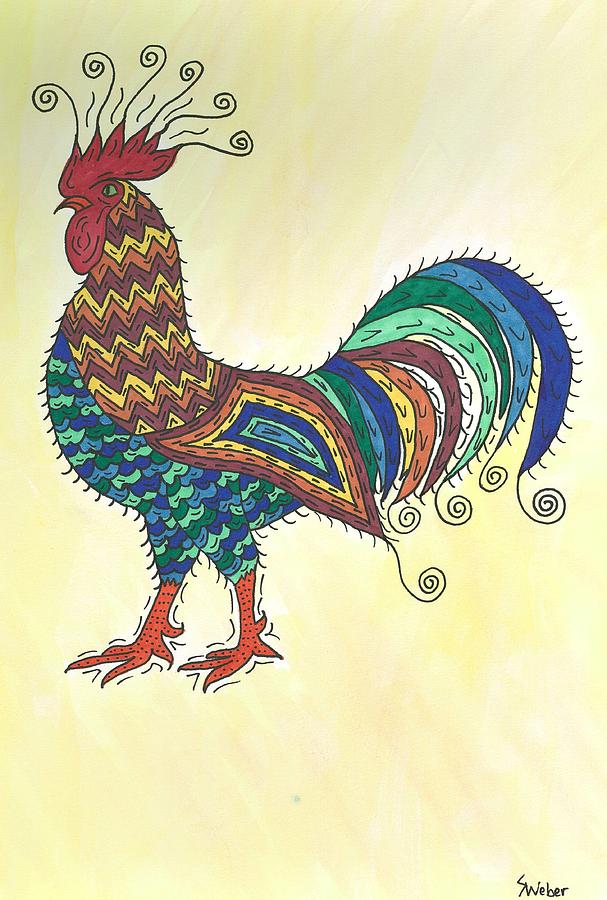 Sunrise Rooster Painting by Susie Weber