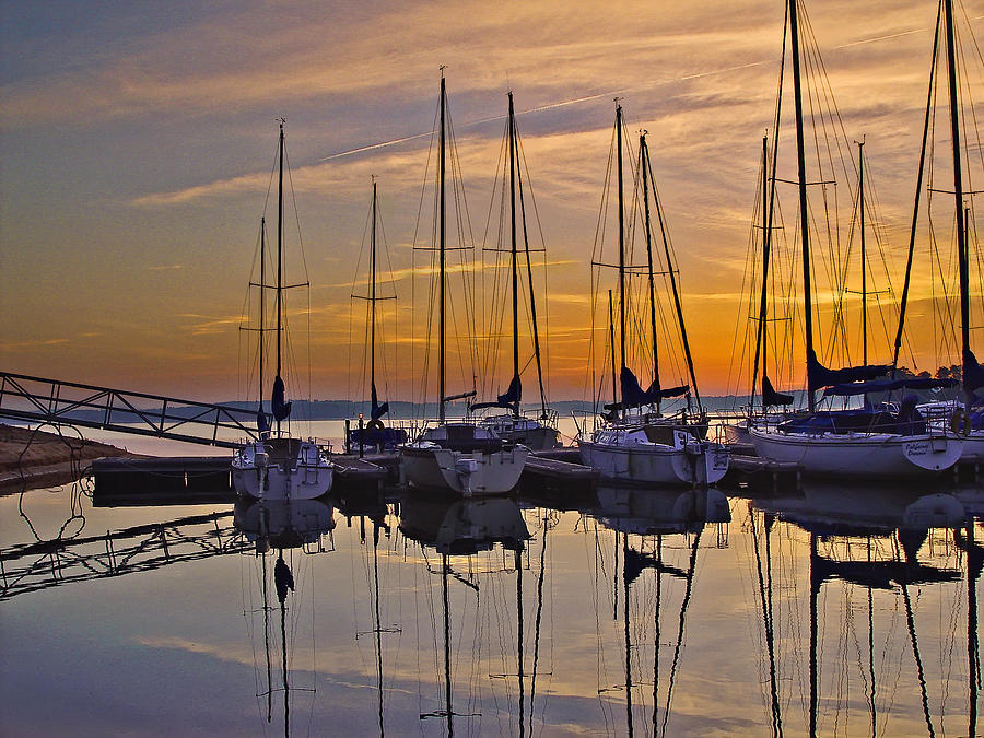 Sunrise Sailboats Reflections Photograph by Michael Whitaker