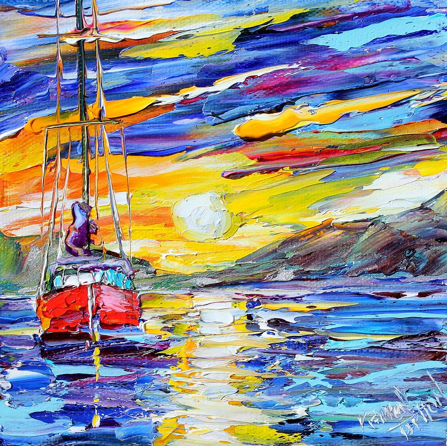 Sunrise Sailing Painting by Karen Tarlton