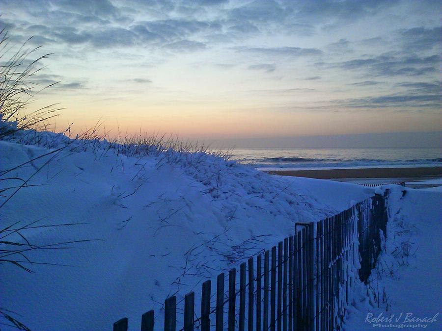 Sunrise Snow and Sand Dune Photograph by Robert Banach