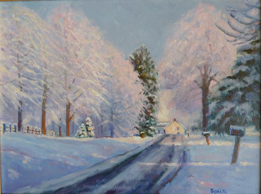 Sunrise Snow Painting by Bonita Waitl