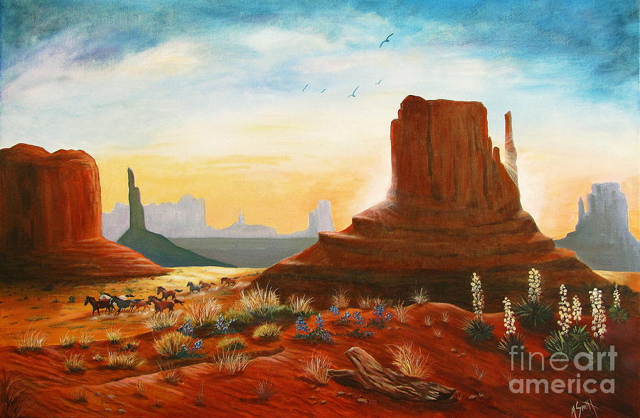 Sunrise Stampede Painting by Marilyn Smith