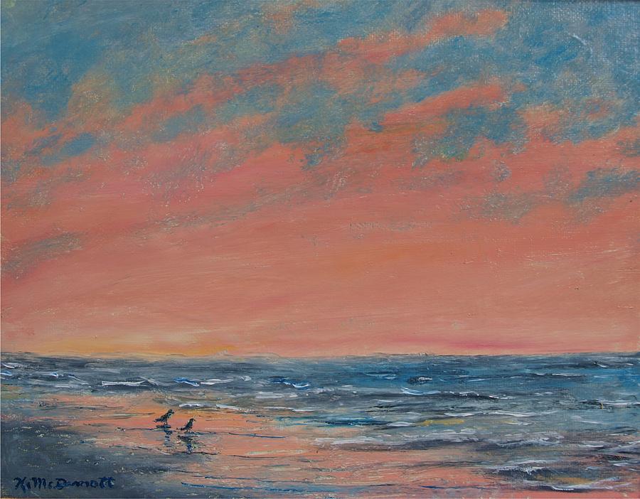Sunrise - Two Gulls Painting by Kathleen McDermott