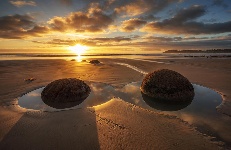 Sunrise view in Moeraki Boulders Photograph by Fakrul Jamil Photography