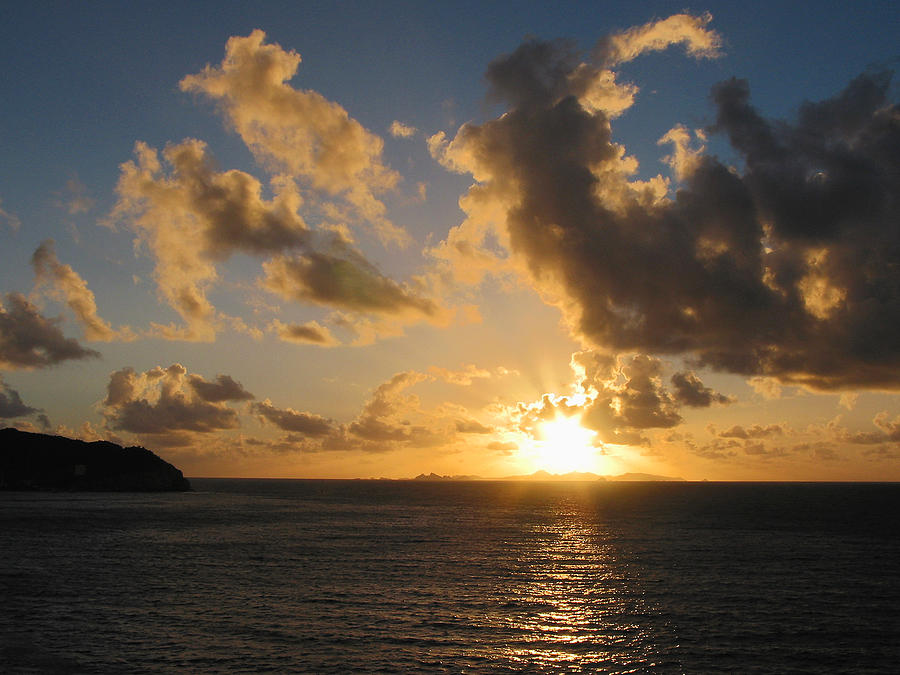 Sunrise With Clouds St. Martin Photograph by Susan Savad