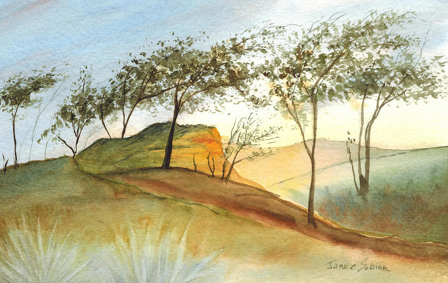 Tree Painting - Sunset at Torrey Pines by Janice Sobien