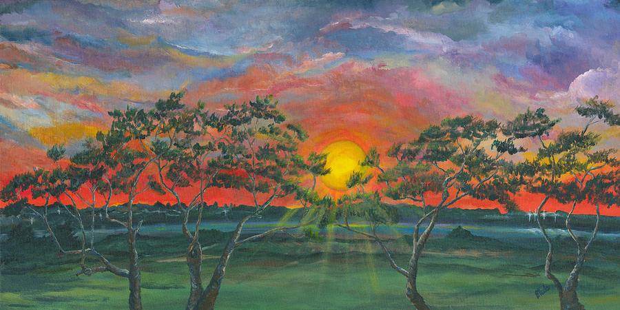 Sunset @ Ft. Fisher Painting by Bev Veals