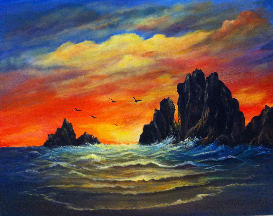 Sunset 2 Painting by Bozena Zajaczkowska