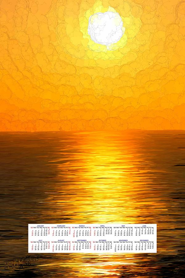 Sunset 2014 Calendar Painting by Bruce Nutting