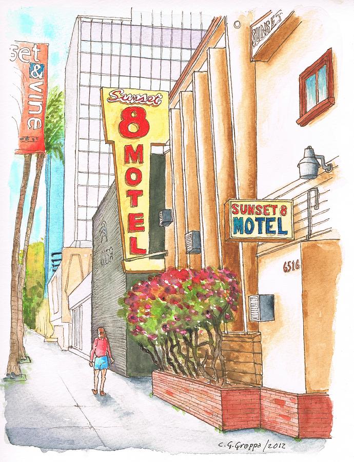 Sunset 8 Motel Hollywood - California Painting by Carlos G Groppa