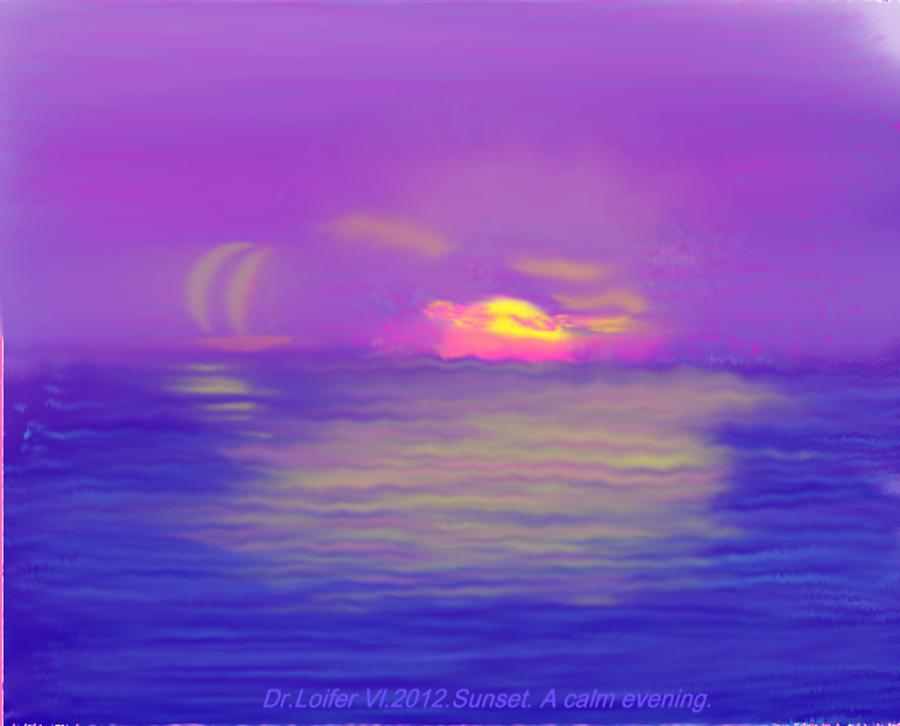 Sunset. A calm evening. Digital Art by Dr Loifer Vladimir