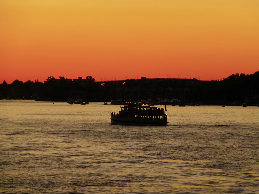 Sunset Photograph - Sunset and boat by Girish J
