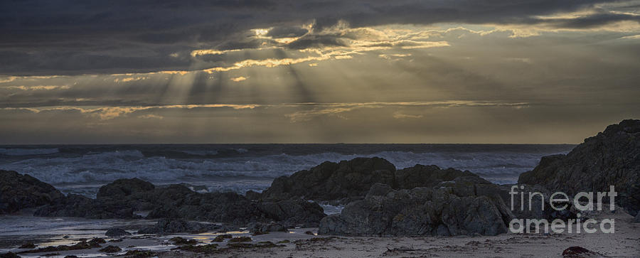 Sunset and God beams - panoramic Photograph by Steev Stamford