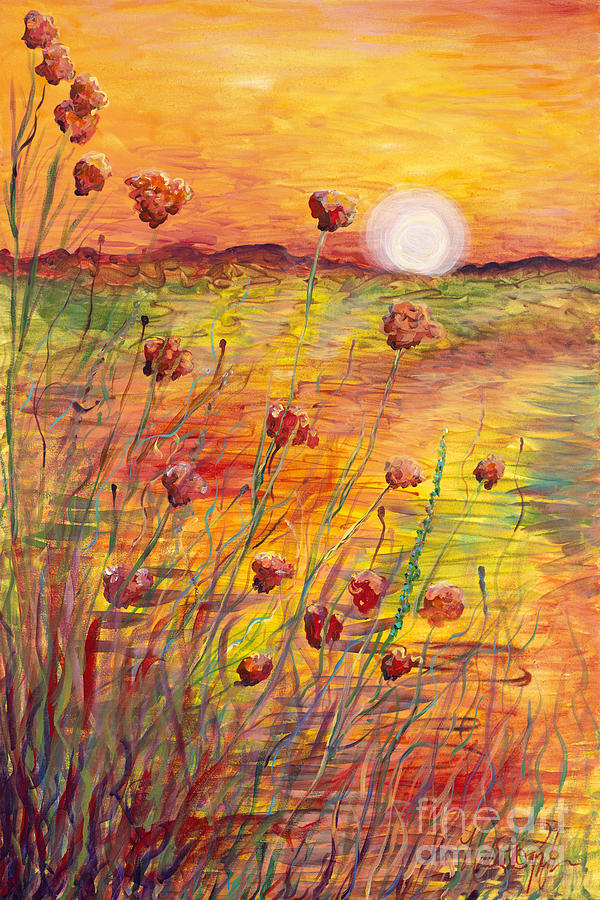Sunset and Poppies Painting by Nadine Rippelmeyer