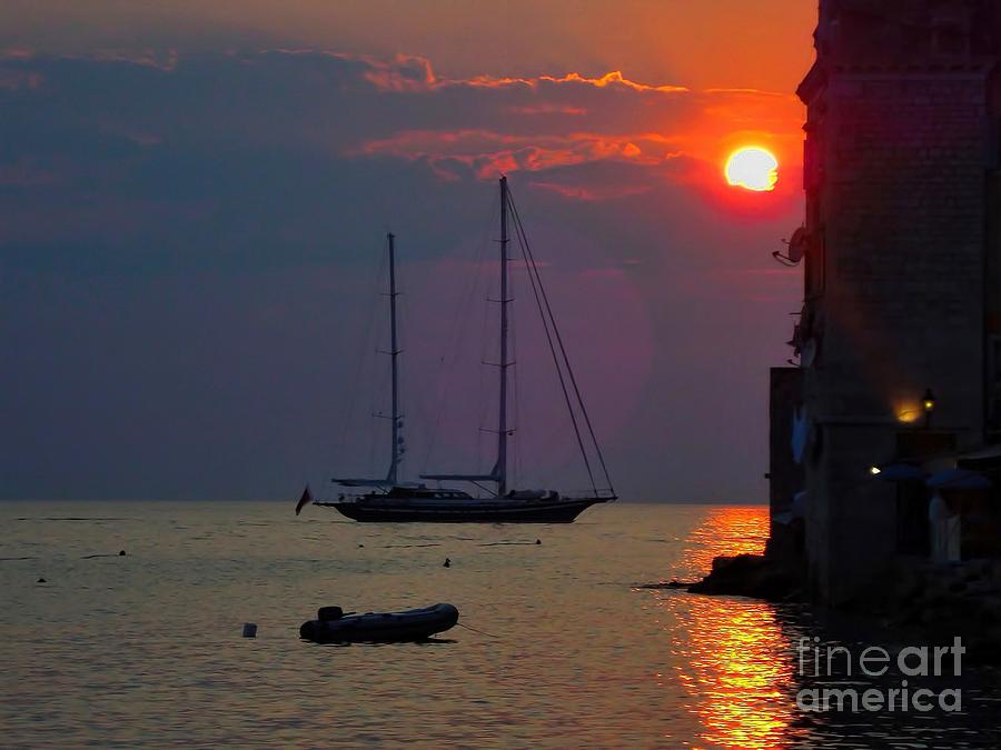 Sunset and Sail Boat Photograph by Norman Gabitzsch