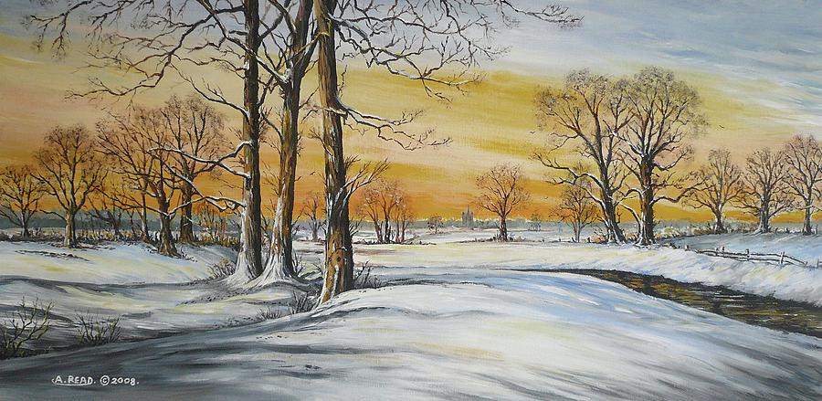 Sunset Painting - SUNSET AND SNOW sold by Andrew Read
