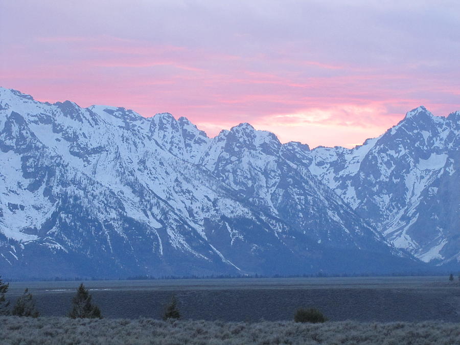 Sunset and the Grand Tetons Photograph by Shawn Hughes