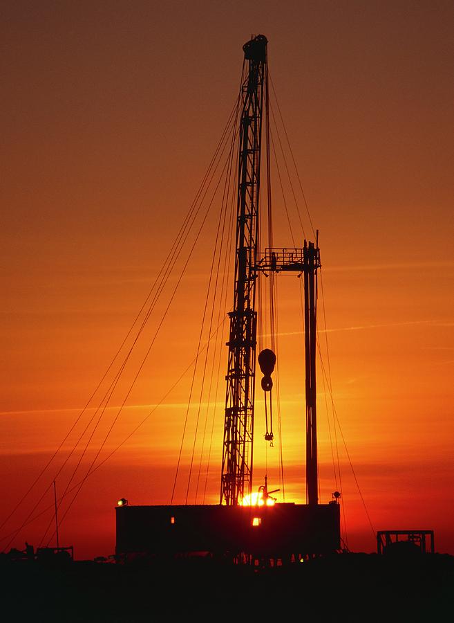 Sunset At An Onshore Gas Drilling Rig Photograph by Chris Knapton/science Photo Library