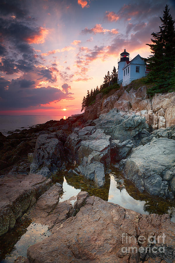 Sunset at Bass Harbor Lighthouse Photograph by Jane Rix