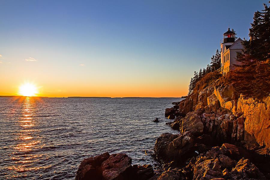 Sunset at Bass Harbor Lighthouse Photograph by Robert Clifford