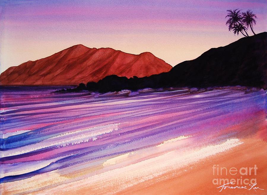 Sunset at Black Rock Maui Painting by Frances Ku