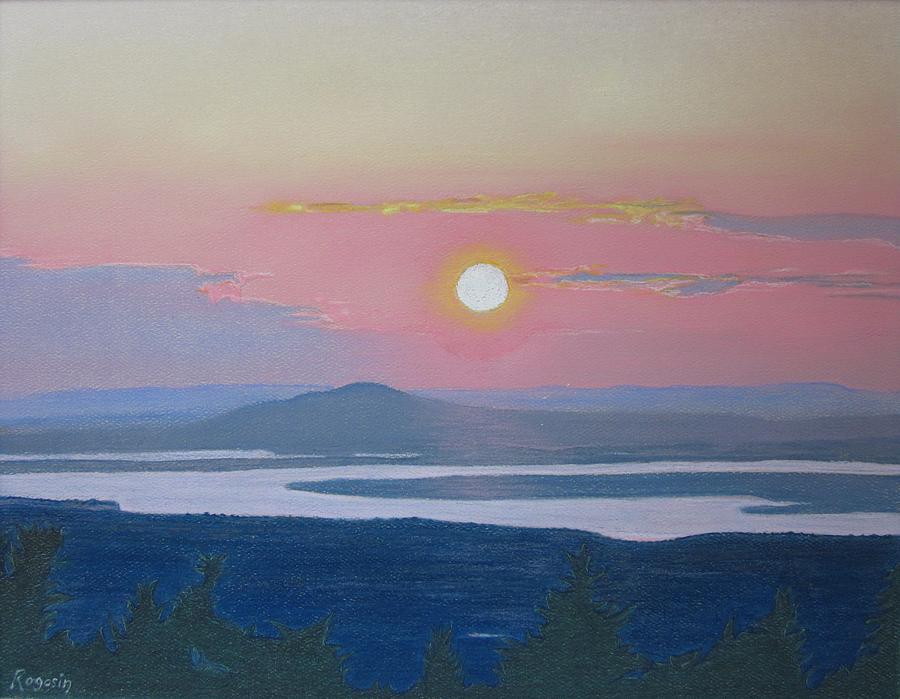 Acadia National Park Pastel - Sunset at Cadillac Mountain by Harvey Rogosin