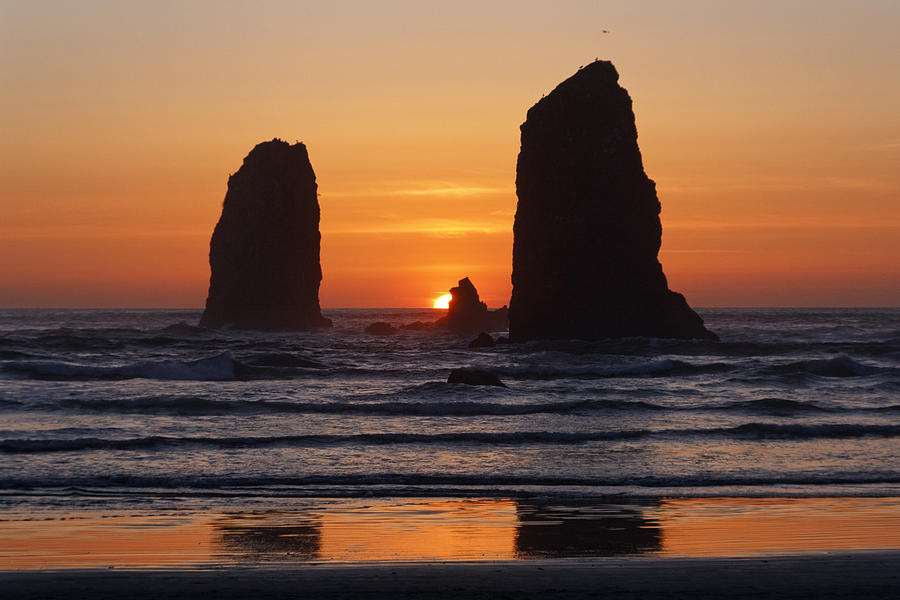 Sunset At Cannon Beach Photograph by Wes and Dotty Weber