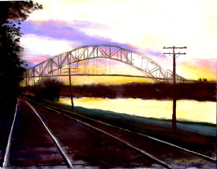 Sunset at Cape Cod Canal Painting by Jack Skinner