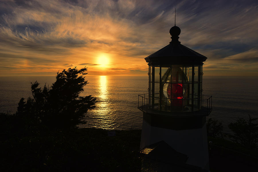 Sunset at Cape Meares Photograph by Jim Boardman