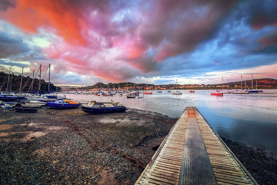 Sunset At Conwy Harbour, North Wales Photograph by Joe Daniel Price