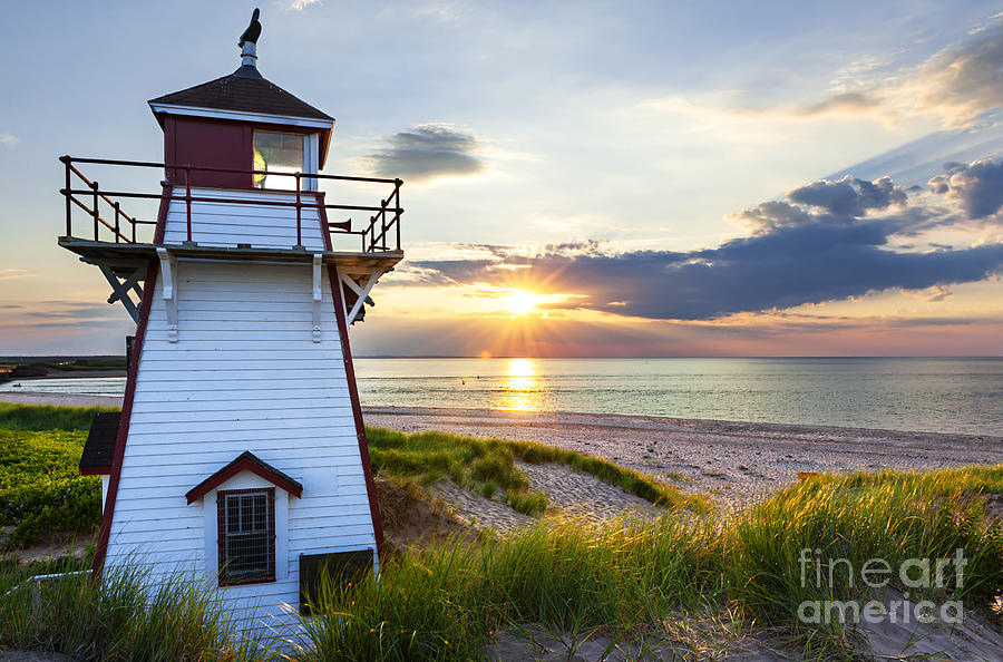 Sunset At Covehead Harbour Lighthouse Photograph
