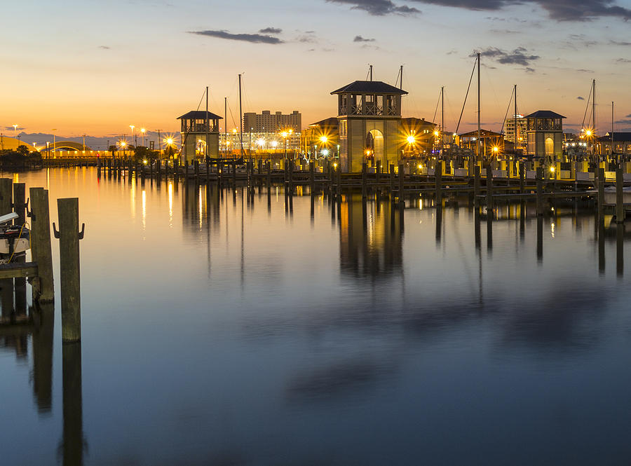 Sunset at Gulfport Harbor Photograph by Don Schiffner