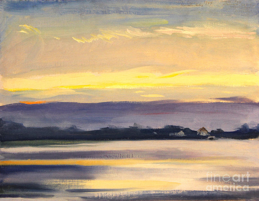 Sunset at Hamlin Lake 1944 Painting by Art By Tolpo Collection