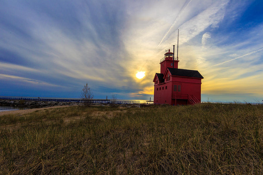 Sunset at Holland Michigan Lighthouse Photograph by Jay Dreifus - Fine ...