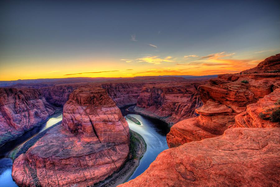 Sunset at Horseshoe Bend Photograph by Dave Files