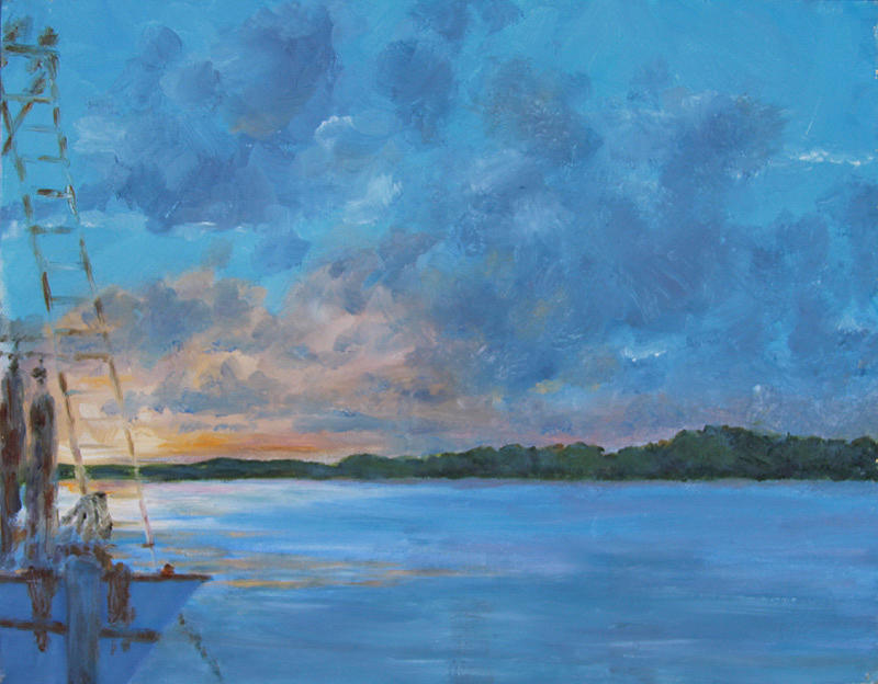 Hilton Head Island Painting - Sunset at Hudsons by Peggy Ellis